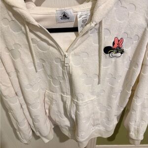 Disney White Minnie Mouse Embroidered Zip Hoodie